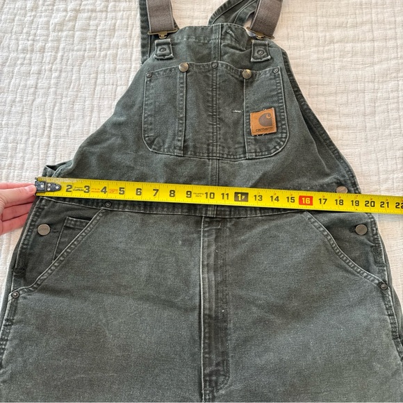 Carhartt Cotton Duck Bib Overalls Mens 38x32 Double Knee Moss Green R06 VTG - Picture 8 of 11